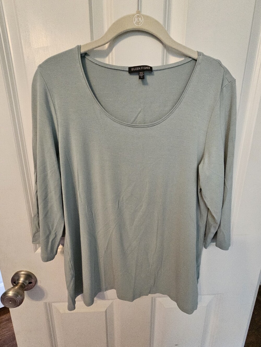 Eileen Fisher Light Sage Scoop Neck Womens Top